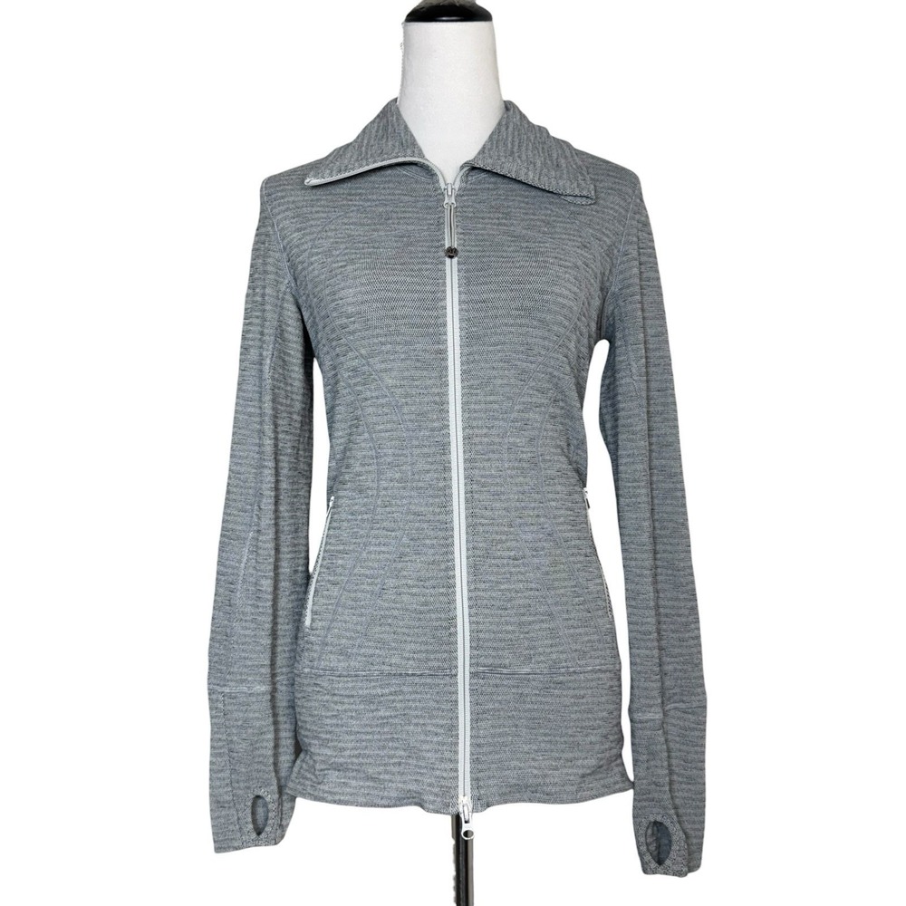 Lululemon In Stride Define Jacket Womens 4 Heathered Gray Full Zip Scuba Neck
